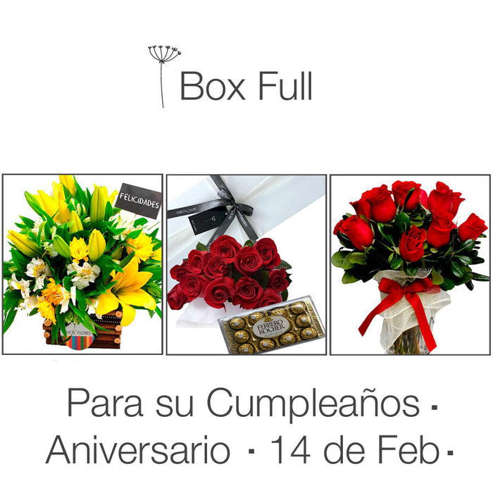 Mi Box Full: 3 Arreglos Diferentes. Para su Cumpleaños, Aniversario y 14 de febrero