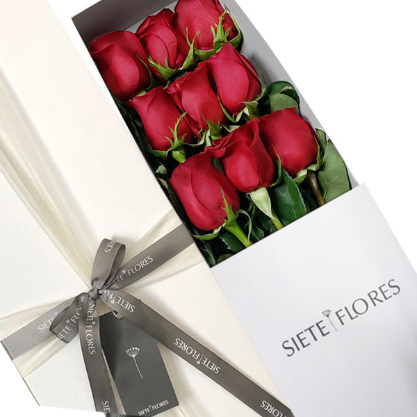 caja de 9 rosas rojas